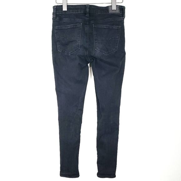 AMERICAN EAGLE Ne(x)t Level Stretch Black Taper Blackout Skinny Jegging Size: 4R - Picture 4 of 5